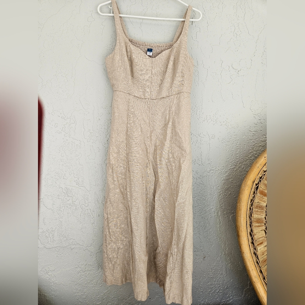 Old Navy Womens Blend Cream Oatmeal Dress M Airy Boho Vacation Flirty - Picture 4 of 7